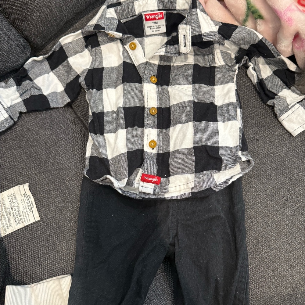 Wrangler Checkered Shirt and Pants Set